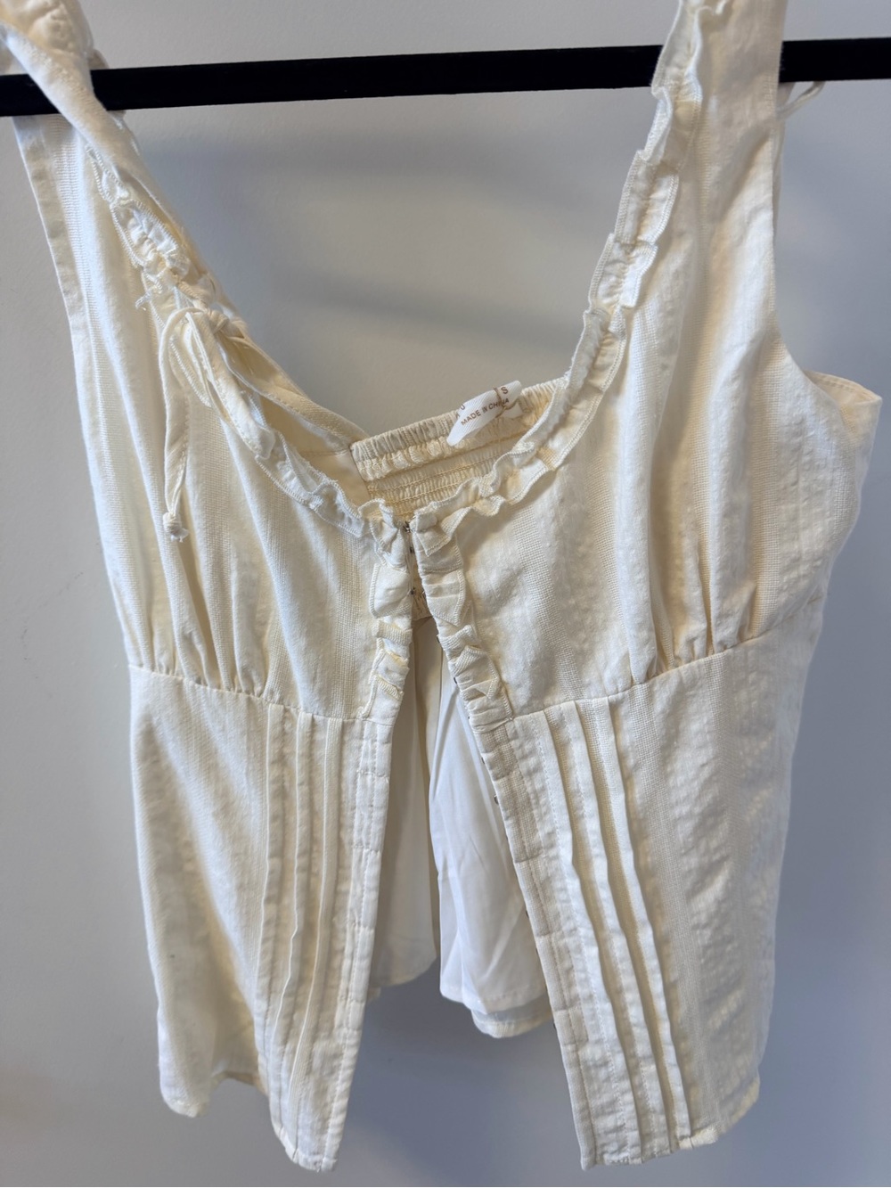 New Women's Cream Ruffle-Trim Corset Tank Top